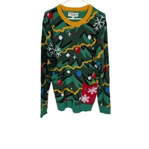 Merry Christmas Sweater Men's Green Large Ugly Sweater Crewneck
